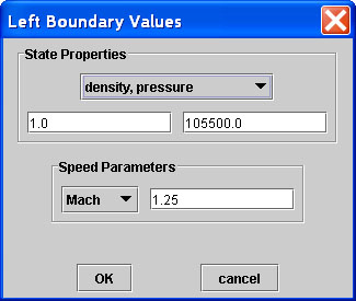 steady boundary specification dialog