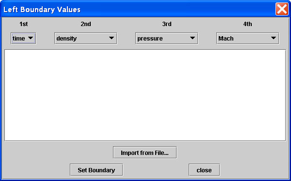 transient boundary specification dialog