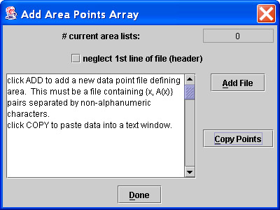 Add Area List Dialog